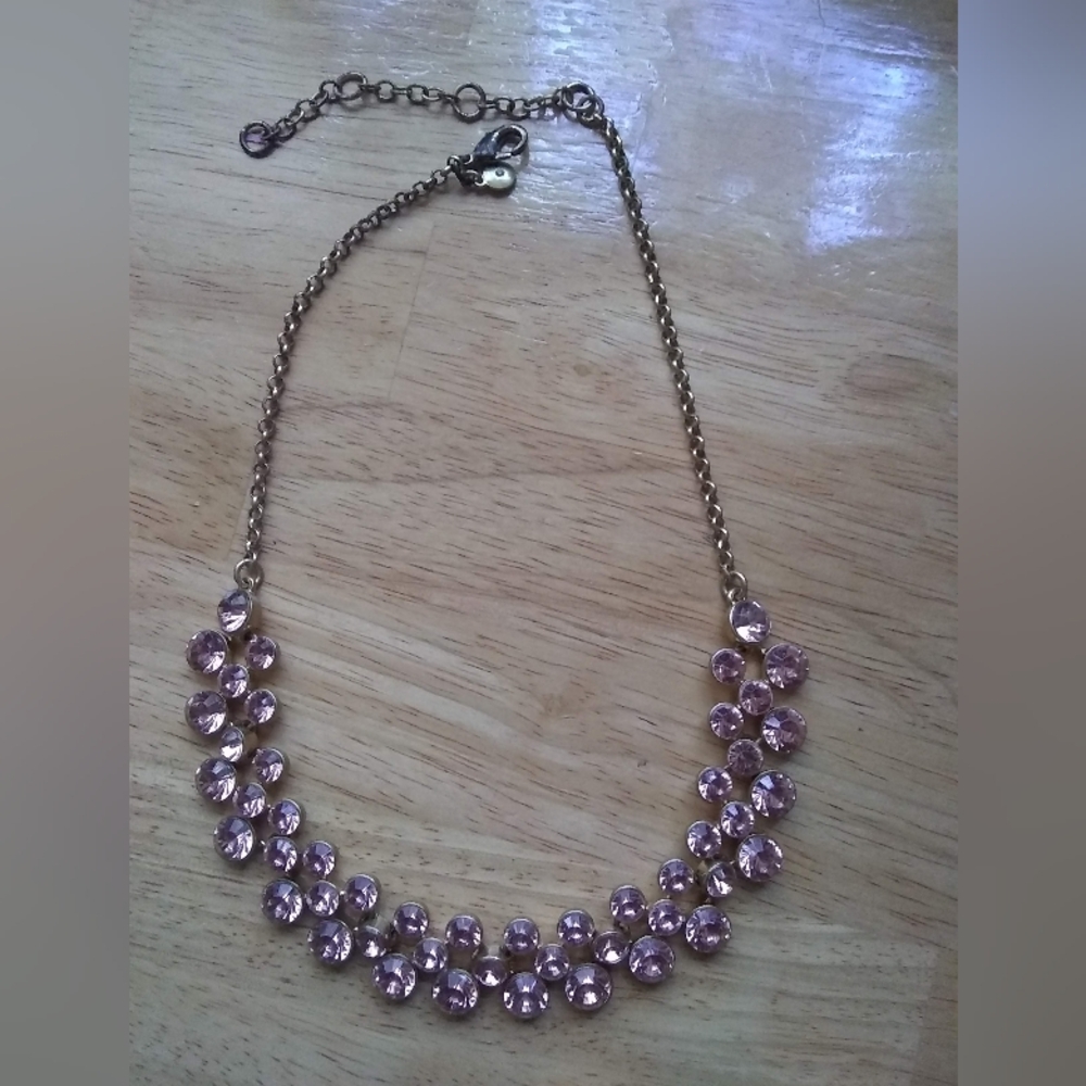 J Crew Necklace Pink Purple Crystal Adjustable